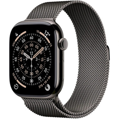 Apple Watch Series 11 GPS+Cellular 46mm Břidlicově šedé titanové tělo - Břidlicově šedý milánský tah M/L / 150–200 mm