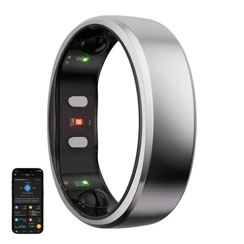 RingConn Gen 2 Smart Ring vel. 7 stříbrná / chytrý prsten / titan / BT 5.0 / IP68