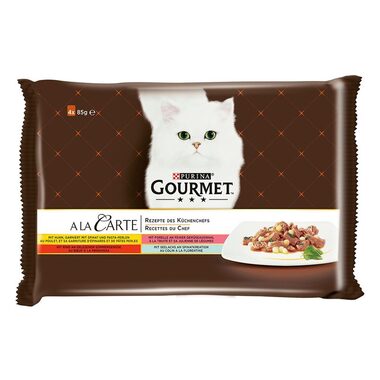 PURINA GOURMET A´la Carte mix / 4x85g / 340 g / kapsičky pro kočky / s hovězím, kuřetem, pstruhem, treskou