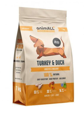animALL Mini Turkey & Duck 7 kg / psí granule