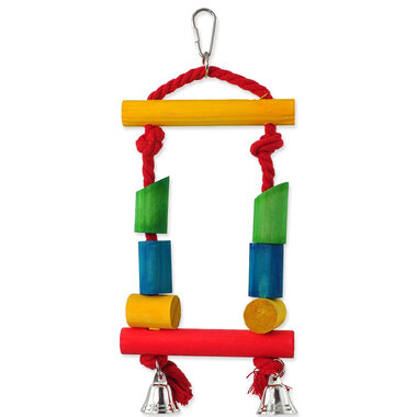 Bird Jewel Hračka - houpačka dřevěná s lanem barevná 25 cm
