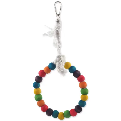 Bird Jewel Hračka - houpačka dřevěná s lanem barevná - kruh 15 cm