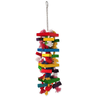 Bird Jewel Hračka - závěsná s provazy a dřívky barevná 54 cm