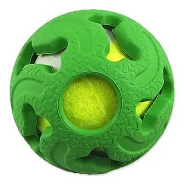 Dog Fantasy Gumový míček s tenisákem zelená 5 cm