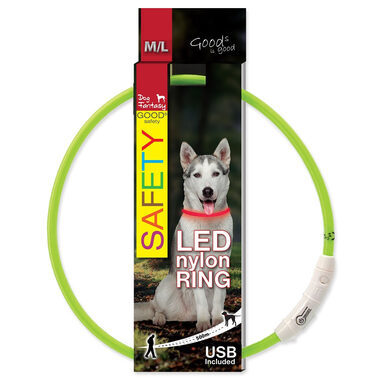 Dog Fantasy Obojek LED nylon zelená 65 cm