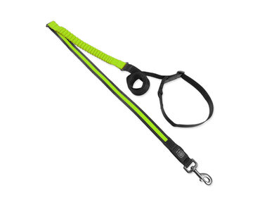 Dog Fantasy Vodítko USB LED nylonové běžecké vodítko zelená 2.5x180-250 cm