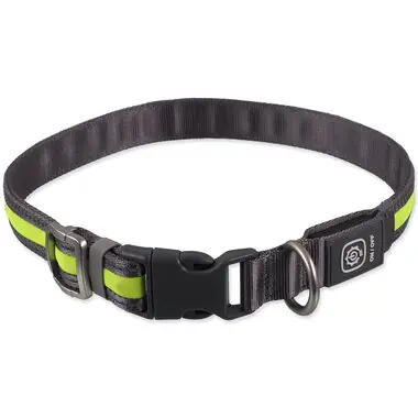 Dog Fantasy Obojek USB LED nylonový svítící S-M zelená 1.9x35-50 cm