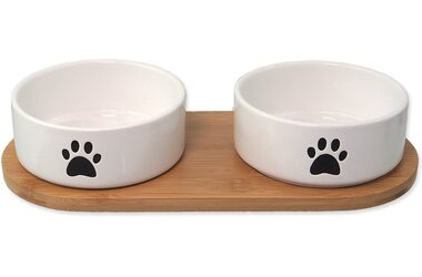 Dog Fantasy Set misky keramické s podtáckem bílé 2x 13x5.5cm. 400ml