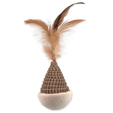 Magic Cat Hračka - Natural Fun kužel s pírky karton-plyš bílá 6cm