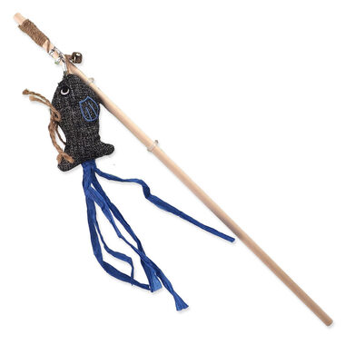 Magic Cat Hračka - Natural Fun šidítko ryba s rolničkou a šantou kočičí šedá 40cm