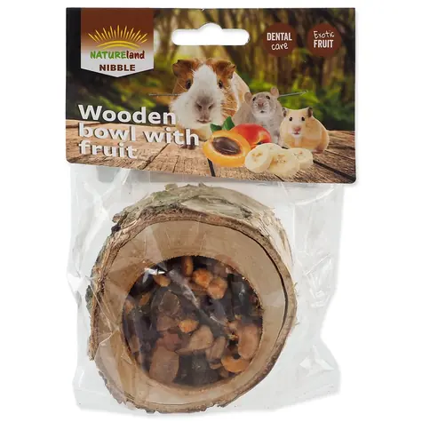 Nature Land Nibble Pochoutka miska plněná ovocem dřevěná 120g