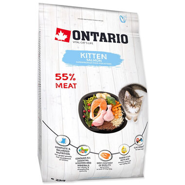 Ontario Kitten Salmon 2kg / Granule pro koťata 