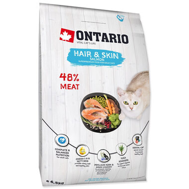 Ontario Cat Hair & Skin 6.5kg / Granule pro dospělé kočky