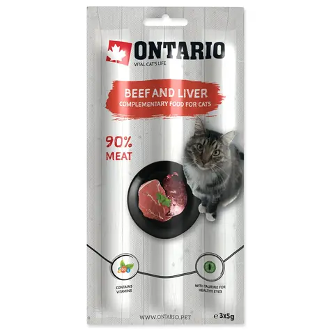 Ontario Stick for cats Tyčinka hovězí a játra 3x5g