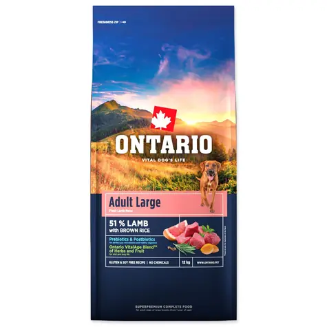 Ontario Adult Large Lamb & Brown Rice 12kg / Granule pro dospělé psy 
