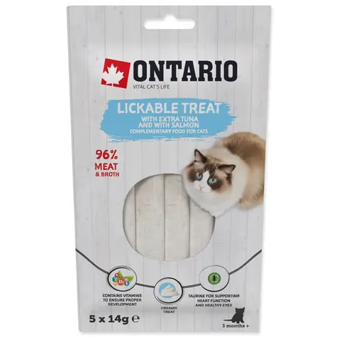 Ontario Lízací pochoutka extra tuňák a losos 5x14g