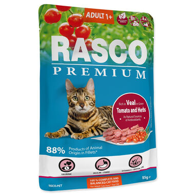 Rasco Premium Adult Kapsička telecí s rajčaty a bylinkami 85g