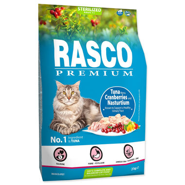 Rasco Premium Sterilized tuňák s brusinkou a lichořeřišnicí 2kg / Granule pro dospělé kočky 