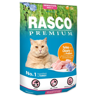 Rasco Premium Sensitive krůta s kořenem čekanky a probiotiky 400g / Granule pro dospělé kočky 
