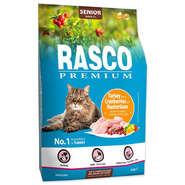 Rasco Premium Senior krůta s brusinkou a lichořeřišnicí 2kg / Granule pro dospělé kočky 