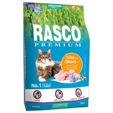 Rasco Premium Indoor krůta s kořenem čekanky 2kg / Granule pro dospělé kočky 