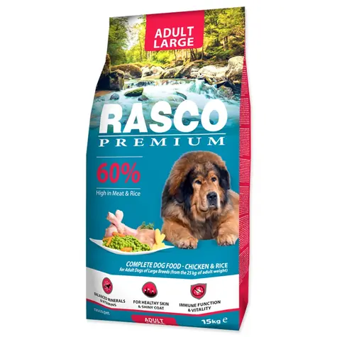 Rasco Premium Adult Large kuře s rýží 15kg / Granule pro dospělé psy 