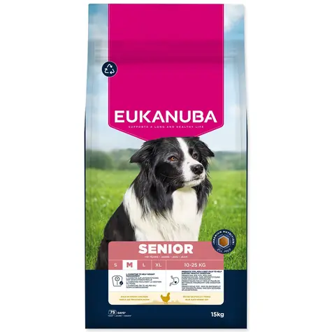 Eukanuba Senior Medium rich in fresh chicken 15kg / granule pro psy / pro seniory středních plemen 