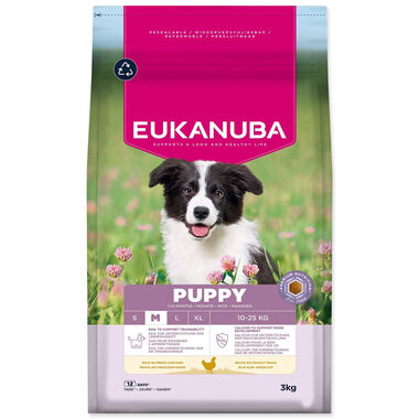 Eukanuba Puppy Medium rich in fresh chicken 3kg / granule pro štěňata / pro střední plemena 