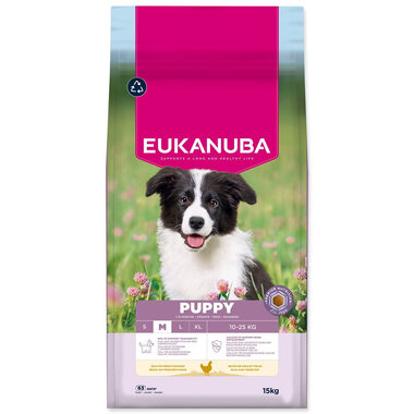 Eukanuba Puppy Medium rich in fresh chicken 15kg / granule pro štěňata / pro střední plemena 