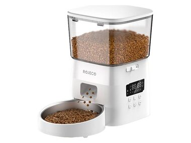 Rojeco 2L automatické krmítko pro domácí mazlíčky v tlačítkovém provedení (bílé)