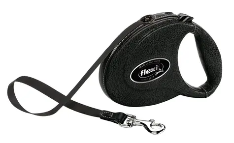 Flexi Leather M pásek 5m černá kůže / Vodítko 