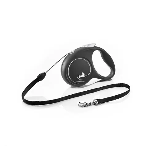 Flexi Black Design S lanko 5m černo-stříbrné / Vodítko 