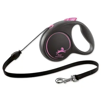Flexi Black Design M lanko 5m černo-růžové / Vodítko 