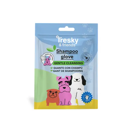 TRESKY & FRIENDS ALL IN 1 SHAMPOO GLOVE GREEN TEA / Šamponová rukavice s vůní zeleného čaje