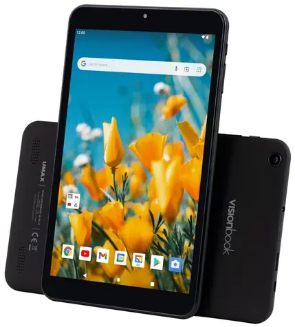 UMAX VisionBook 8L Plus černá / 8" IPS / Q-C 1.6GHz / 2GB / 32GB ROM / 5MP+2MP / Wi-Fi / BT / Android 12