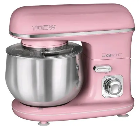 Clatronic KM 3711 růžová / Kuchyňský robot / 1100 W / 5L / nerezová ocel / 3 nástavce (1x metla, 2x hák)
