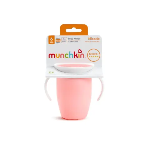 Munchkin - Juniorský netekoucí hrneček 360°s oušky 207 ml-růžový / od 6 měsíců