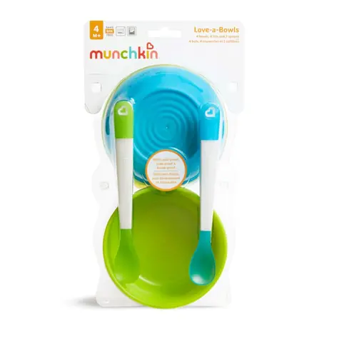 Munchkin - Set barevných misek s víčky a lžičkami 10ks / od 6 měsíců