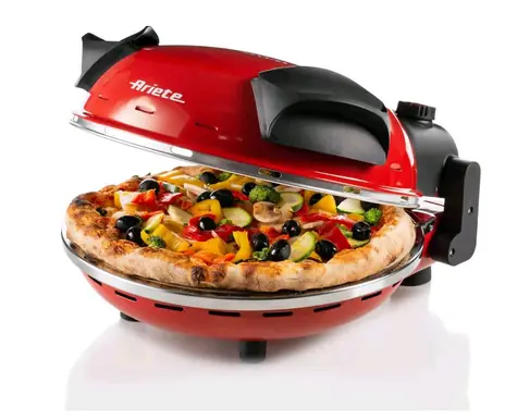 Ariete 909 červená / Pec na pizzu / 1200 W / průměr 33cm / max 400°