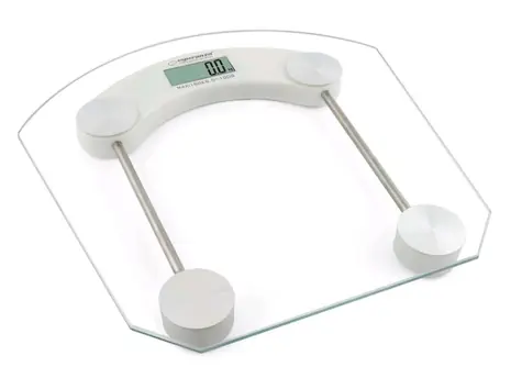 Esperanza EBS008W Pilates osobní digitální váha průhledná s bílou / 180 kg / tvrzené sklo / indikace slabé baterie