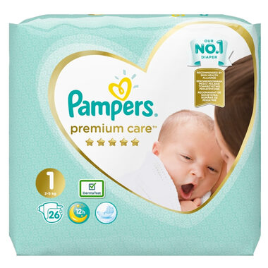 Pampers Premium Care Pack S1 Newborn (26ks) / Pleny / Velikost 1 (2-5 kg)