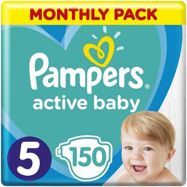 Pampers Active Baby Junior Monthly Pack (150 ks) / Pleny / Velikost 5 (11-16 kg)