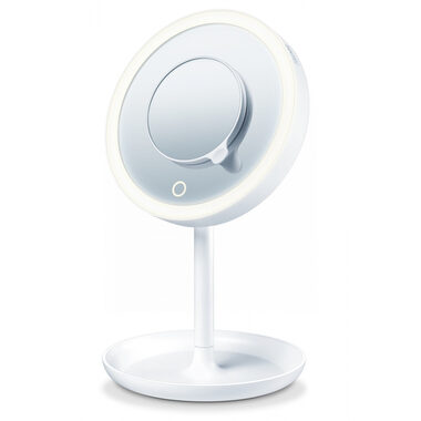 Beurer BS 45 kosmetické zrcátko / Průměr: 17.5 cm / extra magnetické zrcátko / LED světlo / napájení 3x AA