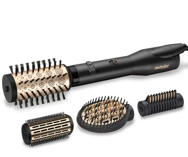 BaByliss AS970E černá-zlatá / Horkovzdušná kulma / 650 W / 2 teploty / 4 nástavce / ionizace