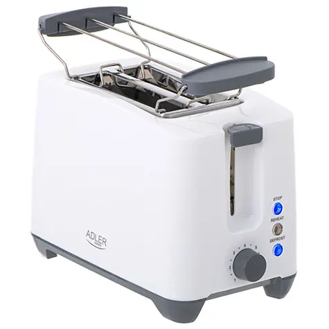Adler AD 3216 bílá / Toaster / 750W / 2 toasty / tlačítko STOP 