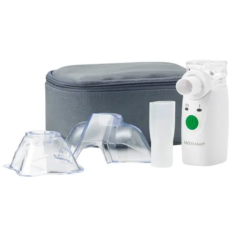 Medisana IN 525 ultrazvukový inhalátor / 2x AA / zásobník účinné látky 8 ml / 0.2 ml-min / pouzdro / příslušenství