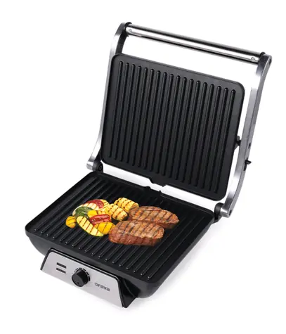 Orava Grillchef 4 černá / Elektrický stolní kontaktní gril / 2000W / teplota od 140 °C do 200 °C