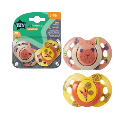 Tommee Tippee Šidítko C2N silikon Fun 2ks různé barvy | 6 - 18 měsíců