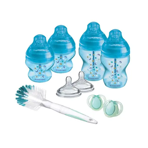 Tommee Tippee Sada kojeneckých lahviček C2N ANTI-COLIC s kartáčem Blue