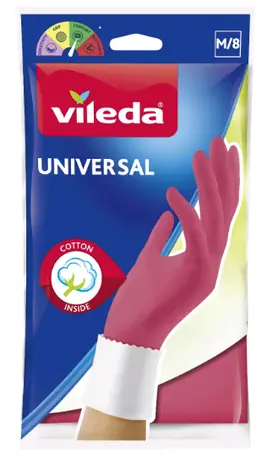 Vileda Universal (Velikost M) / Ochranné rukavice na úklid / protiskluzová úprava / 1 pár